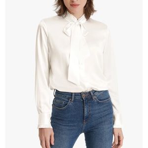 Lily silk whit silk blouse NWT